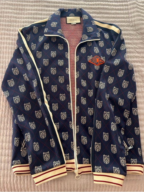 Gucci Other - Gucci Navy Bomber Jacket with Cream & Red Trim
